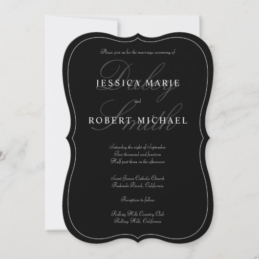 Uitnodiging voor Elegant Type Black & White Weddin (Voorkant)