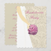 Uitnodiging voor Elegant Wedding Gown Bachelorette (Voorkant / Achterkant)