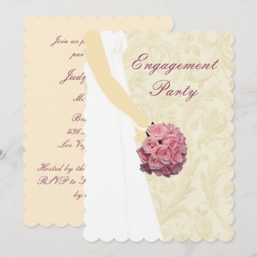 Uitnodiging voor Elegant Wedding Gown Engagement P (Voorkant / Achterkant)