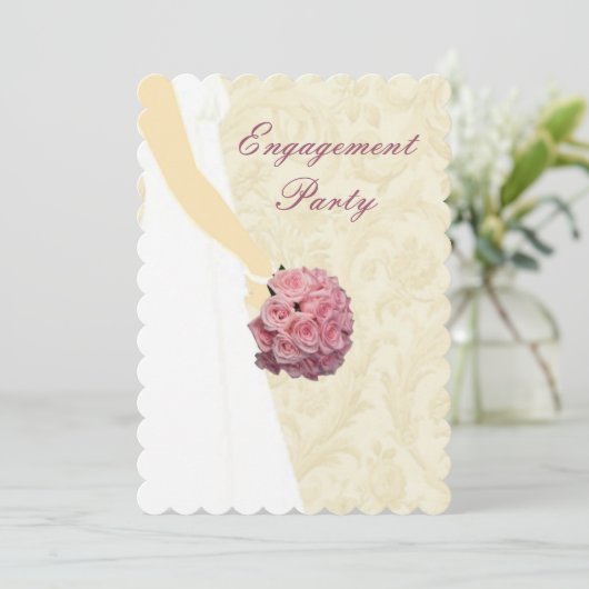 Uitnodiging voor Elegant Wedding Gown Engagement P (Staand voorkant)