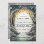 Uitnodiging voor Elegante Betoverde Bosviering (Voorkant / Achterkant)