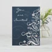 Uitnodiging voor elegante blauwe feestdag (Staand voorkant)