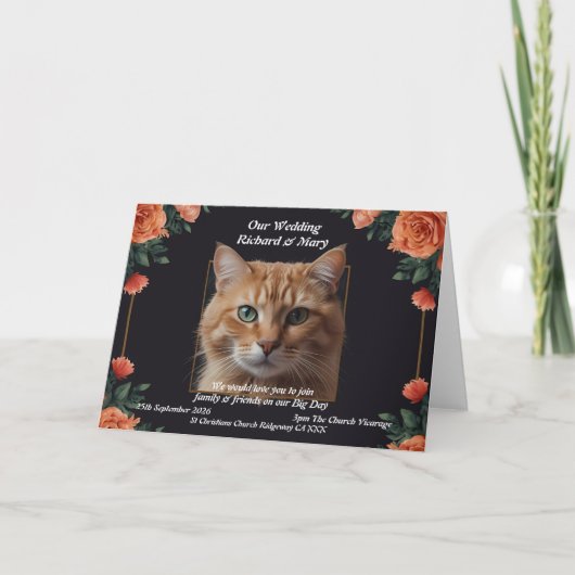 Uitnodiging voor elegante kattenbruiloft (Voorkant)