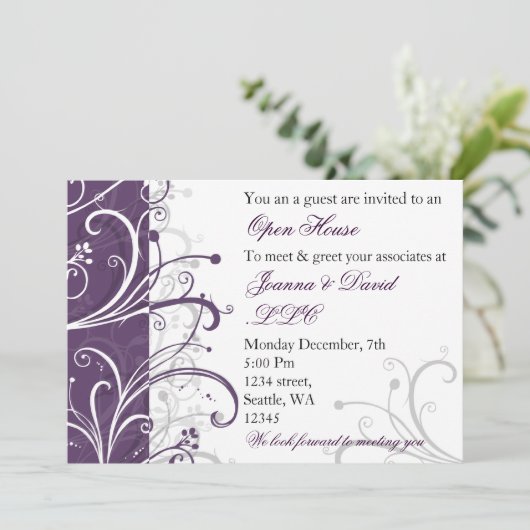 Uitnodiging voor elegante paarse Corporate Party (Staand voorkant)