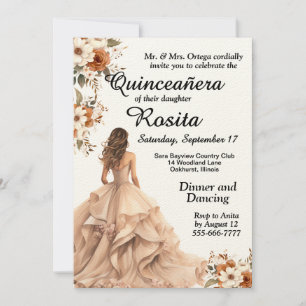 Uitnodiging voor elegante Quinceanera voor meisjes