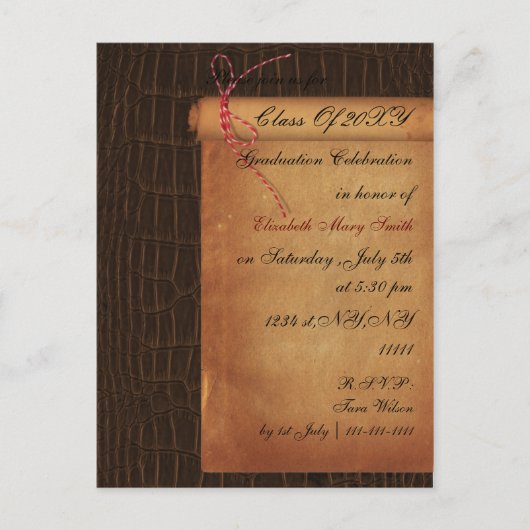 Uitnodiging voor elegante scroll Graduparty Briefkaart (Voorkant)