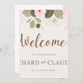 Uitnodiging voor elegante trouwerij met roze roos  (Voorkant / Achterkant)