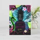 Uitnodiging voor elektrisch neonlicht ananasfeest (Staand voorkant)