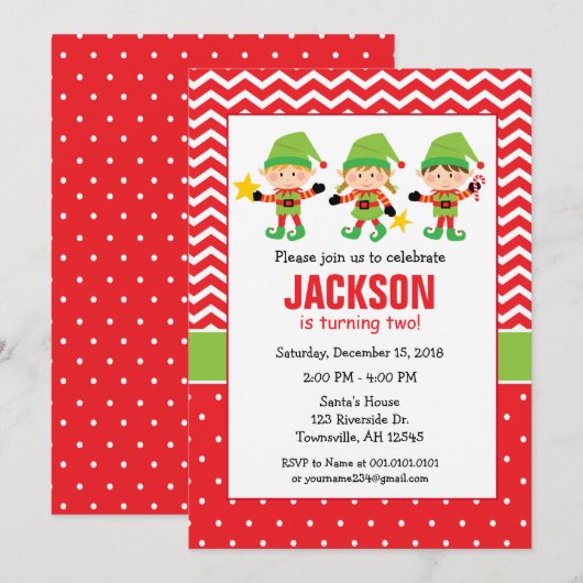 Uitnodiging voor Elf Holiday Party (Voorkant / Achterkant)