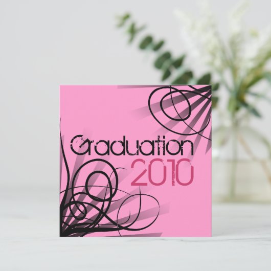 Uitnodiging voor elke jaar met roze graad (Staand voorkant)