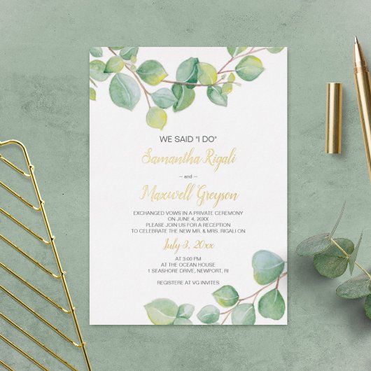 Uitnodiging voor elopement receptie, Eucalyptus