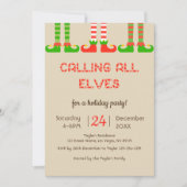 Uitnodiging voor Elves Christmas Holiday Party (Voorkant)