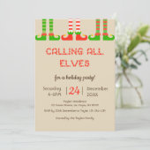 Uitnodiging voor Elves Christmas Holiday Party (Staand voorkant)