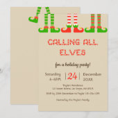 Uitnodiging voor Elves Christmas Holiday Party (Voorkant / Achterkant)