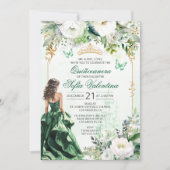 Uitnodiging voor Emerald Green Quinceañera (Voorkant)