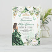 Uitnodiging voor Emerald Green Quinceañera (Staand voorkant)