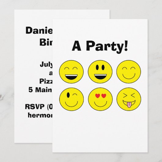 Uitnodiging voor "emoji's" (Voorkant / Achterkant)