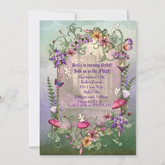 Uitnodiging voor Enchanted Woodland Fairy Forest P (Achterkant)