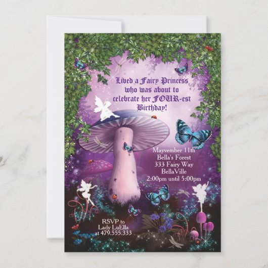 Uitnodiging voor Enchanted Woodland Fairy Forest P (Achterkant)