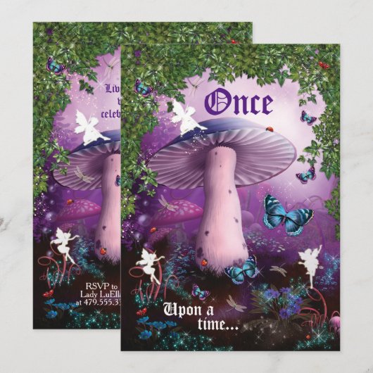 Uitnodiging voor Enchanted Woodland Fairy Forest P (Voorkant / Achterkant)