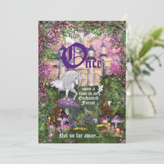 Uitnodiging voor Enchanted Woodland Unicorn Forest (Staand voorkant)