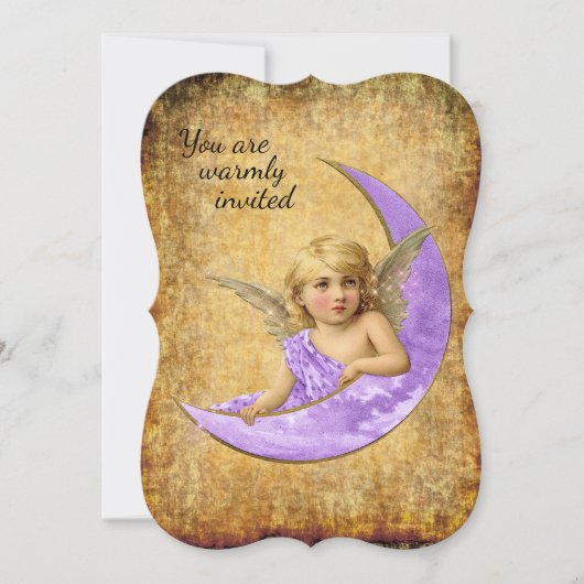 Uitnodiging voor engel in spirituele lavendel in v (Voorkant)