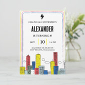 Uitnodiging voor epische superhelden | Feestje voo (Staand voorkant)