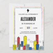 Uitnodiging voor epische superhelden | Jongens str (Voorkant)