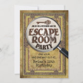 Uitnodiging voor Escape Room Feest voor en achterz (Voorkant)