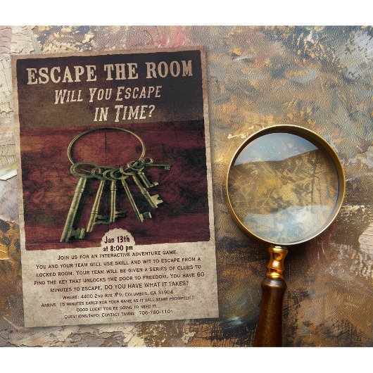Uitnodiging voor Escape Room Feestje