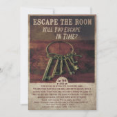 Uitnodiging voor Escape Room Feestje (Voorkant)