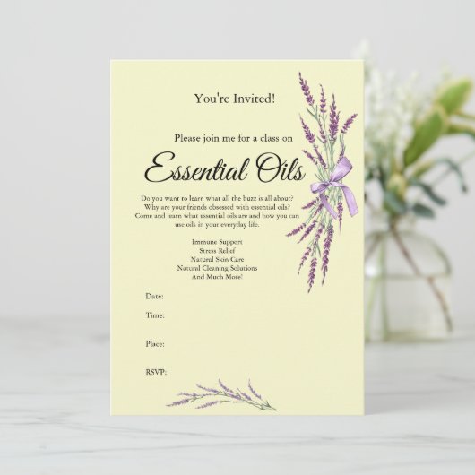 Uitnodiging voor etherische olieklas (Staand voorkant)