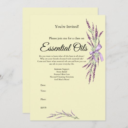 Uitnodiging voor etherische olieklas (Voorkant / Achterkant)