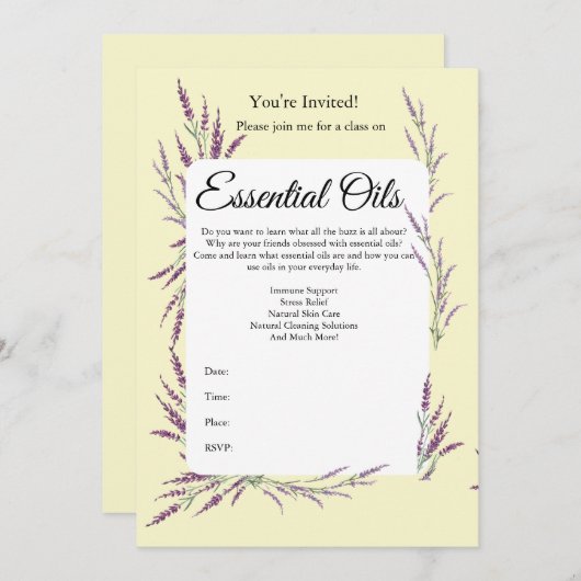 Uitnodiging voor etherische olieklas (Voorkant / Achterkant)