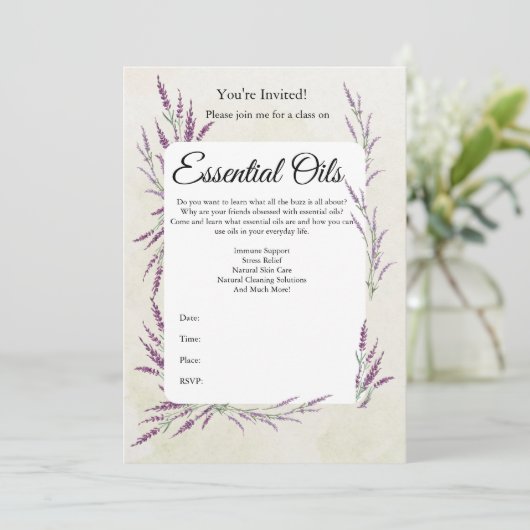 Uitnodiging voor etherische olieklas (Staand voorkant)