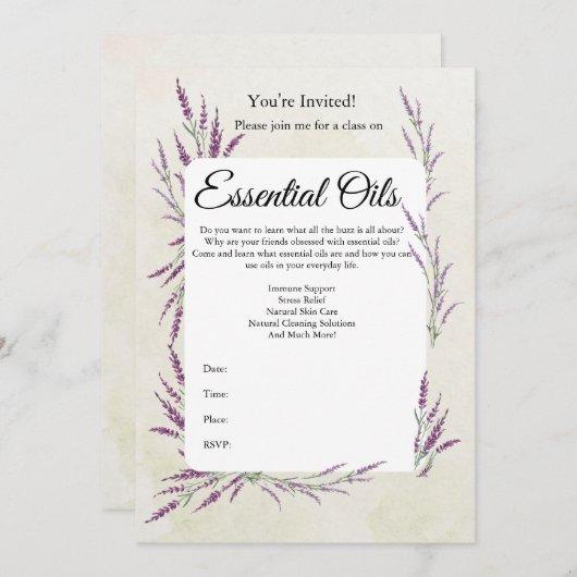 Uitnodiging voor etherische olieklas (Voorkant / Achterkant)