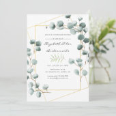 Uitnodiging voor eucalyptus geometrische bruidsmei (Staand voorkant)