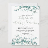 Uitnodiging voor Eucalyptus Greenery Baby shower (Voorkant)