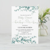 Uitnodiging voor Eucalyptus Greenery Baby shower (Staand voorkant)