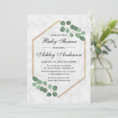 Uitnodiging voor Eucalyptus Marble Baby shower (Staand voorkant)