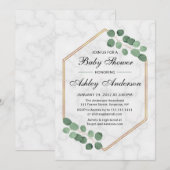 Uitnodiging voor Eucalyptus Marble Baby shower (Voorkant / Achterkant)