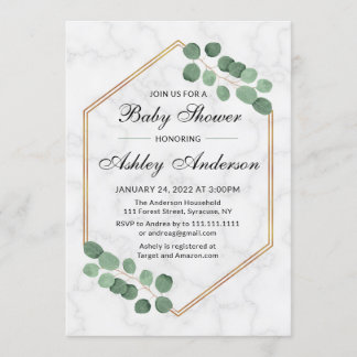 Uitnodiging voor Eucalyptus Marble Baby shower
