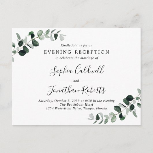 Uitnodiging voor Eucalyptus-thema bruiloftsfeest ' (Voorkant)