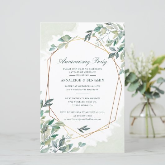 Uitnodiging voor Eucalyptus Weddenschap Jubileum (Staand voorkant)