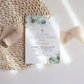 Uitnodiging voor eucalyptusblad en gouden doop