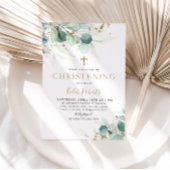 Uitnodiging voor eucalyptusblad en gouden doop