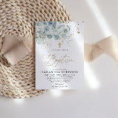 Uitnodiging voor eucalyptusblad en gouden doop