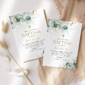 Uitnodiging voor eucalyptusblad en gouden doop