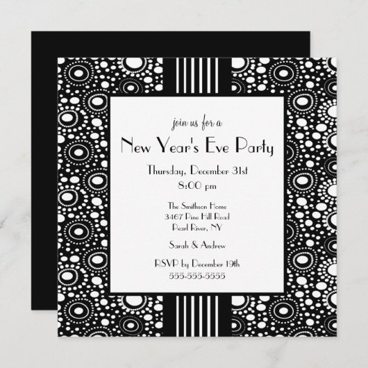 Uitnodiging voor Eve Trendy Black & White (Voorkant / Achterkant)