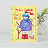 Uitnodiging voor evenementen voor kerstmis Snowman (Staand voorkant)